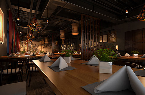 云龙简约大气中式风格餐厅设计装修效果图