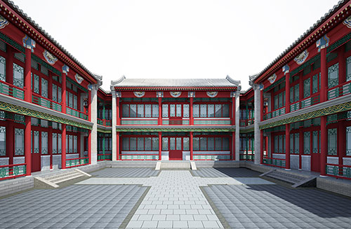 云龙北京四合院设计古建筑鸟瞰图展示