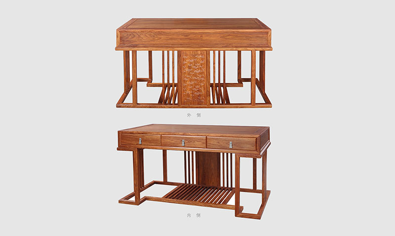 云龙 别墅中式家居书房装修实木书桌效果图